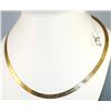 Image 1 : STERLING SILVER GOLD PLATED NECKLACE -  HERRING BONE PATTERN