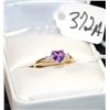 Image 1 : HEART SHAPED AMETHYST AND DIAMOND RING WITH  ONE HEART CUT AMETHYST CERTER AND TWO ACCENT  DIAMONDS 