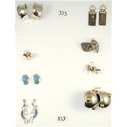 BOARD OF VINTAGE STERLING SILVER EARRINGS  TOTAL OF 8 SETS