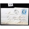 Image 1 : 1866 FRENCH DOCUMENT W/ MAIL POSTAGE STAMP -  SCARCE!