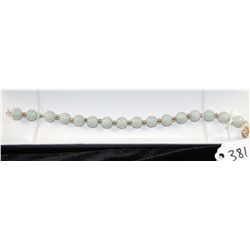 LADIES GENUINE JADE BEAD BRACELET WITH 14K  YELLOW GOLD CLASP