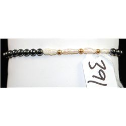 HERATITE & FRESH WATER PEARL BRACELET WITH  14K YELLOW GOLD CLASP