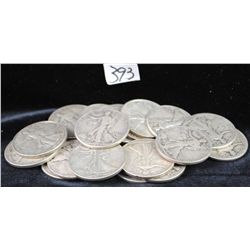 20 WALKING LIBERTY HALF DOLLARS FROM SAFE  DEPOSIT - MIXED DATES AND MINTS - SOLD PER  COIN TIMES 20