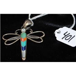 STERLING BUTTERFLY PENDANT WITH MOP,  TURQUOISE, ONYX & CORAL