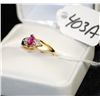 Image 1 : 10K YELLOW GOLD LAB CREATED RUBY & TWO  DIAMOND RING
