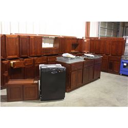 COMPLETE DARK CHERRY KITCHEN CABINET SET INC: