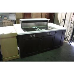 3 DOOR GRANIT & WALNUT MOBILE ISLAND WITH GAGGENAU