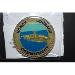 Department Of The Navy United States Of America Military Challenge Coin; Honor Courage Commitment; E