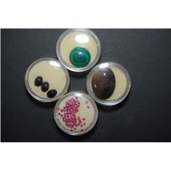 Assorted Loose Colored Gemstones; Maroon, Black, Green Marbled & Brown Marbled; Lot of 4 Packs; EST.