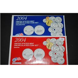 2004-D US Mint Coin Set To Include US Mint State Quarter Coin Set & 2004-P US Mint Coin Set To Inclu