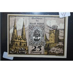 1921 German 25 Pfennig Foreign Bank Note; EST. $5-10