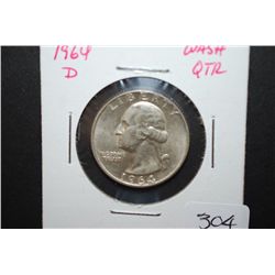 1964-D US Washington Quarter; EST. $10-15