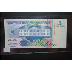 1996 Suriname 5 Gulden Foreign Bank Note; EST. $5-10