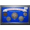 Image 1 : Americana Series Yesteryear Collection Coin Set In Display Case; Indian Head Penny, Liberty Nickel, 