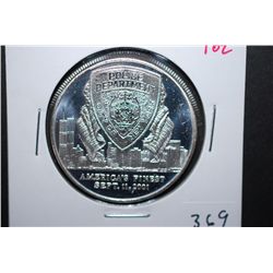 City Of New York Police Department America's Finest Sept. 11, 2001 Silver Round; .999 Fine Silver 1 