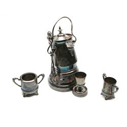 Lot 322 - Asst'd Vintage Black Silver Tea Set