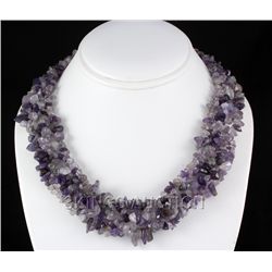 661CTW 18" AMETHYST CHIPPED STONE NECKLACE METAL LOCK P