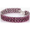 Image 1 : Ruby Bracelet 2 Rows Floral 92.5 Sterling Silver 35 Gra
