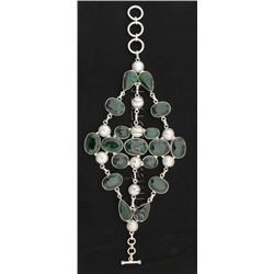 Fashion Silver 395.50ctw Emerald Beryl Bracelet