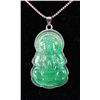 Image 1 : NATURAL 38.23CTW JADE BUDDHA SILVER PLATED PENDANT
