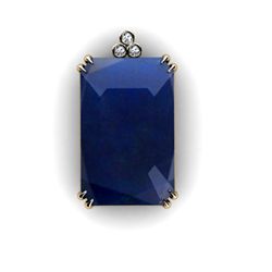 Sapphire Radiant Opaque 46.32ctw Diamond Pendant 14k