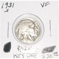 1931-S BUFFALO NICKEL RED BOOK VALUE IS $30.00 *RARE KEY DATE VERY FINE GRADE*!!