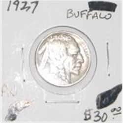 1927 BUFFALO NICKEL RED BOOK VALUE IS $30.00 *RARE AU HIGH GRADE*!!
