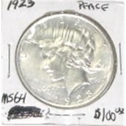 1923 PEACE SILVER DOLLAR RED BOOK VALUE IS $100.00 *RARE MS-64 HIGH GRADE*!!