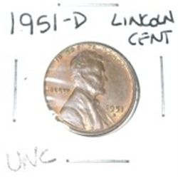 1951-D LINCOLN CENT *RARE UNC HIGH GRADE* PENNY CAME OUT OF SAFE!!