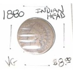 1880 INDIAN HEAD CENT RED BOOK VALUE IS $8.00 *RARE VERY GOOD GRADE* PENNY CAME OUT OF SAFE!!