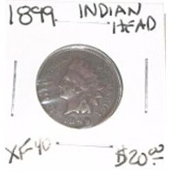 1899 INDIAN HEAD CENT RED BOOK VALUE IS $20.00 *RARE EXTRA FINE-40 GRADE* PENNY CAME OUT OF SAFE!!