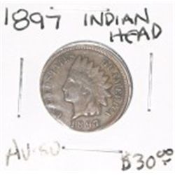 1897 INDIAN HEAD CENT RED BOOK VALUE IS $30.00 *RARE AU-50 HIGH GRADE* PENNY CAME OUT OF SAFE!!