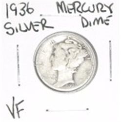 1936 MERCURY SILVER DIME *NICE VERY FINE GRADE* DIME CAME OUT OF SAFE!!