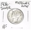 Image 1 : 1936 MERCURY SILVER DIME *NICE VERY FINE GRADE* DIME CAME OUT OF SAFE!!