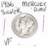 Image 1 : 1936 MERCURY SILVER DIME *NICE VERY FINE GRADE* DIME CAME OUT OF SAFE!!