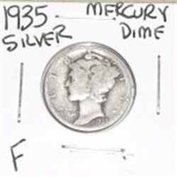 1935 MERCURY SILVER DIME *NICE FINE GRADE* DIME CAME OUT OF SAFE!!