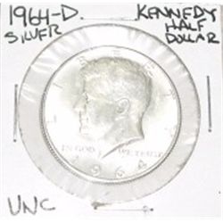 1964-D KENNEDY SILVER HALF DOLLAR *RARE UNC HIGH GRADE* SILVER HALF DOLLAR CAME OUT OF SAFE!!