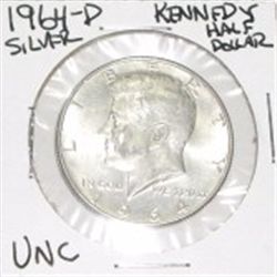 1964-D KENNEDY SILVER HALF DOLLAR *RARE UNC HIGH GRADE* SILVER HALF DOLLAR CAME OUT OF SAFE!!
