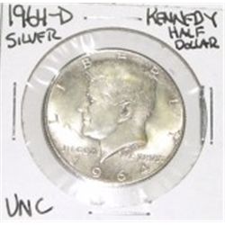 1964-D KENNEDY SILVER HALF DOLLAR *RARE UNC HIGH GRADE* SILVER HALF DOLLAR CAME OUT OF SAFE!!