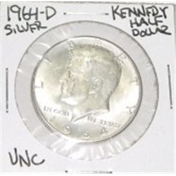 1964-D KENNEDY SILVER HALF DOLLAR *RARE UNC HIGH GRADE* SILVER HALF DOLLAR CAME OUT OF SAFE!!