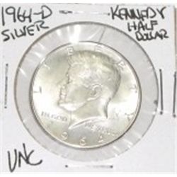 1964-D KENNEDY SILVER HALF DOLLAR *RARE UNC HIGH GRADE* SILVER HALF DOLLAR CAME OUT OF SAFE!!