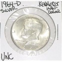 1964-D KENNEDY SILVER HALF DOLLAR *RARE UNC HIGH GRADE* SILVER HALF DOLLAR CAME OUT OF SAFE!!