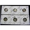 Image 1 : Lot of 6 Australian 3 Pence Silver Coins