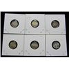 Image 2 : Lot of 6 Australian 3 Pence Silver Coins