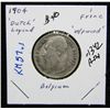 Image 1 : 1904 Belgium 1 Frank Silver Coin Key Date