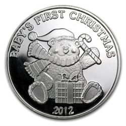 2012 1 oz .999 Silver Engravable Baby's First Christmas Round