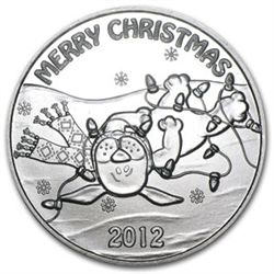 2012 1 oz .999 Silver Engravable Puppy Christmas Round