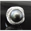 $6,350 GG GIA Pearl & Diamond Ring 14k