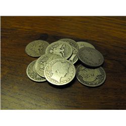 Lot of (10) barber Quarters