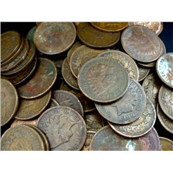 Lot of 100 Indian Head Cents - Circulated